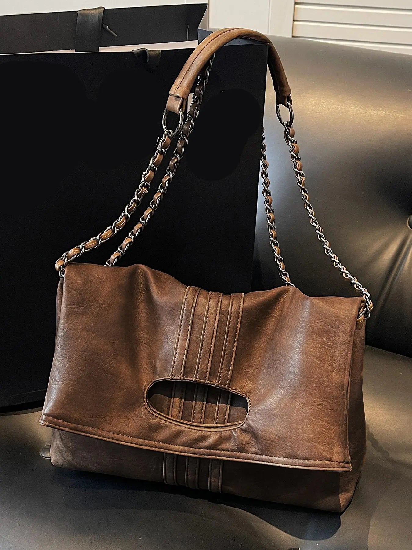 Women's Large-Capacity Denim Shoulder Bag, Chain Strap Crossbody Messenger Bag, Casual Daily Commuter Bag, Everyday Shoulder Bag, Fashion Chain Bag