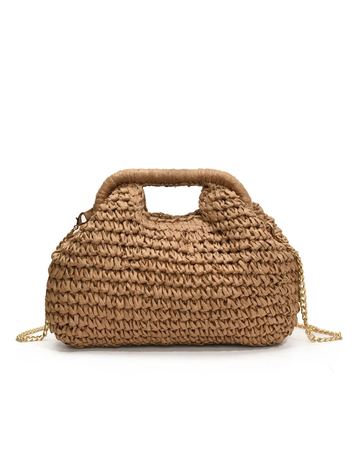 Women's Elegant Straw Bag, Fashionable Straw Crossbody Bag with Chain Strap, Casual Versatile Shoulder Bag for Daily Used, Crossbody Shoulder Purse