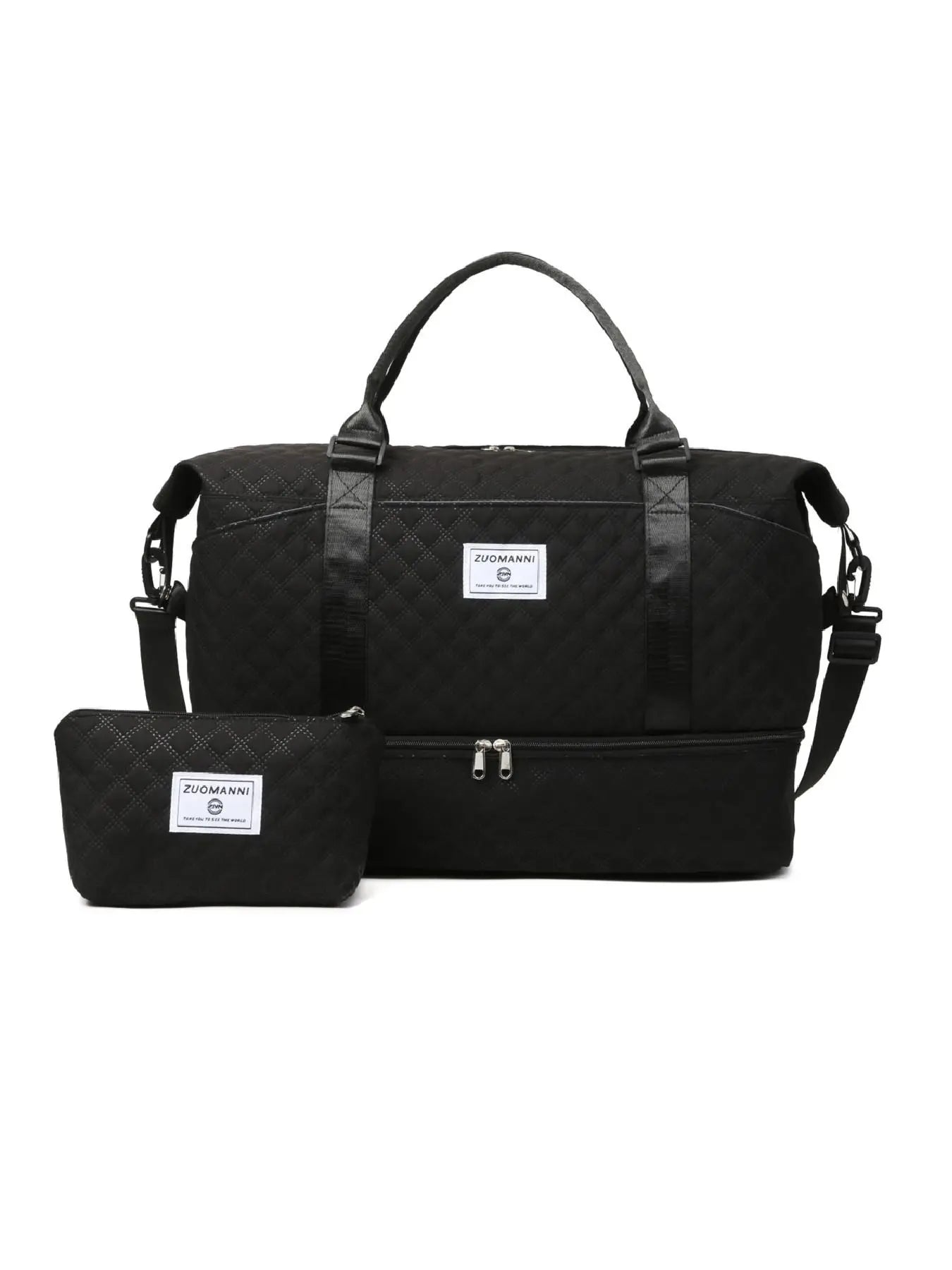 Large Capacity Multifunctional Travel Bag Set, Letter Pattern Zipper Travel Bag with Shoe Compartment, Casual Sports Fitness Bag for Women & Men, Weekender Travel Set, Travel Essentials, Daily Travel Bag, Traveling Bag