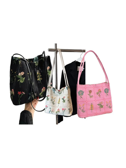 National Day Offers Random Floral Embroidered Canvas Shoulder Bag, Fashionable Large Capacity Tote Bag For Women, Trendy Women's Shopping Bag, Canvas Bags, Boho Bag, Handbag Shoulder Bag