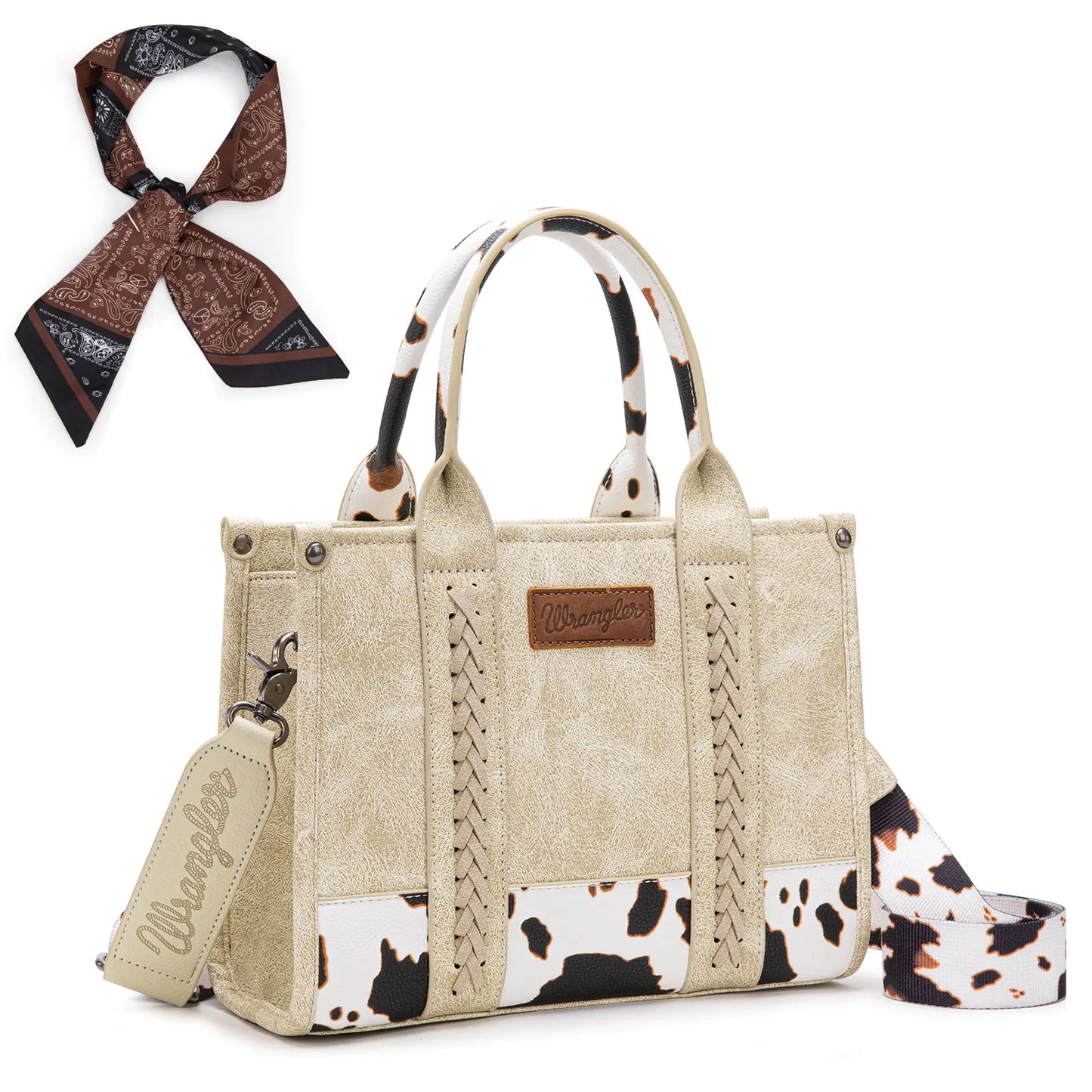 Wrangler Tote Bag for Women Western Cow Print Purse Designer Top Handle Handbags