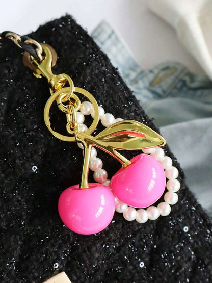 Cherry Keychain, Keychain Accessories, Girly Keychain for Bags, Women's Bag Pendant, Fashion Trend Exquisite Pendant, Women's Backpack Elegant Pendant, Suitable for Valentine's Day and Christmas Gift for Friends