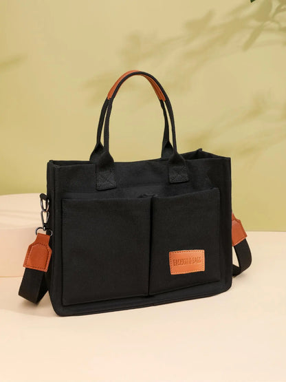 Summer Everything Tote Bag for Women, Plain/Cherry Pattern Work Bag, Everyday Shoulder Bag, Trendy Versatile Commuting Bag, Girl Large Beach Bags, Fabric Shoulder Bags