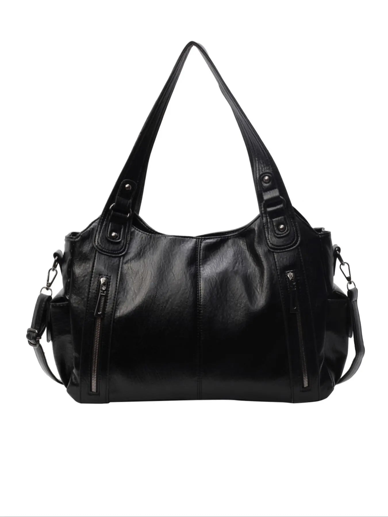 Women's punk style rivet decoration handbag fashionable large capacity shoulder bag, suitable for daily use, casual trendy commuter bag, niche design Halloween shoulder bag，fashionable shopping bag for gifts, Handbag Shoulder Purse