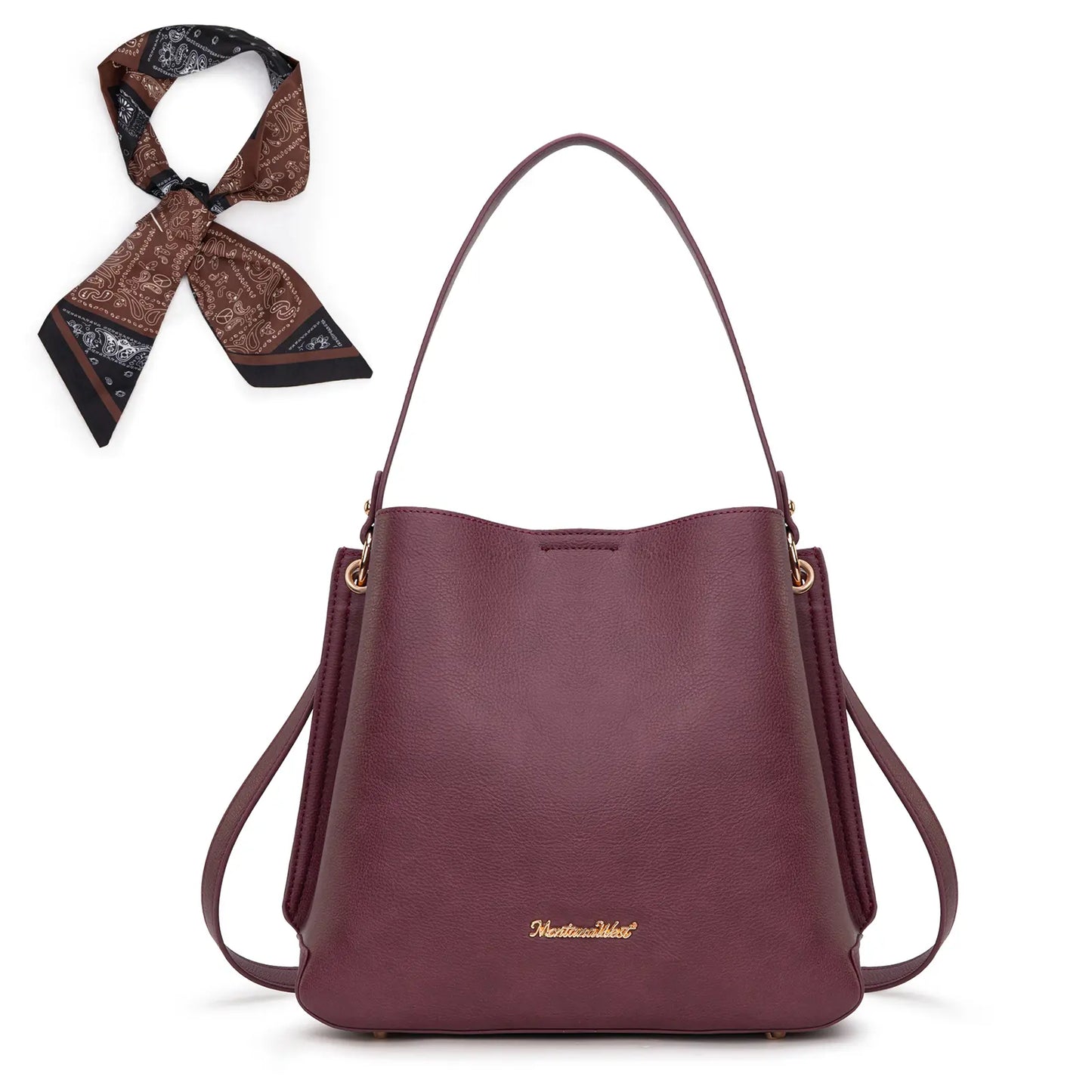 Montana West Medium Hobo Purse for Women 3 Compartment Bucket Shoulder Bag with Crossbody Strap