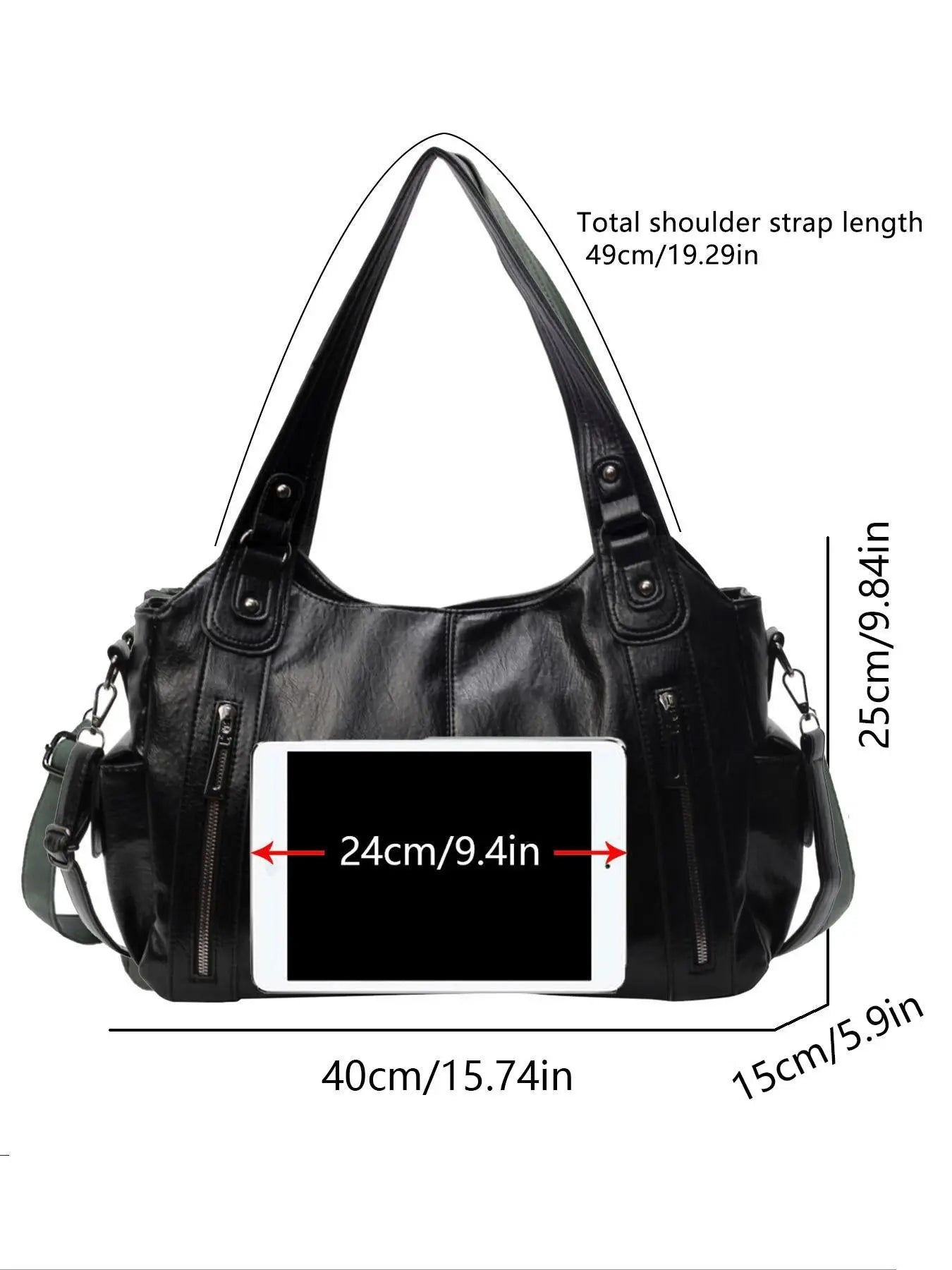 Women's punk style rivet decoration handbag fashionable large capacity shoulder bag, suitable for daily use, casual trendy commuter bag, niche design Halloween shoulder bag，fashionable shopping bag for gifts, Handbag Shoulder Purse