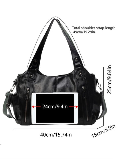 Women's punk style rivet decoration handbag fashionable large capacity shoulder bag, suitable for daily use, casual trendy commuter bag, niche design Halloween shoulder bag，fashionable shopping bag for gifts, Handbag Shoulder Purse