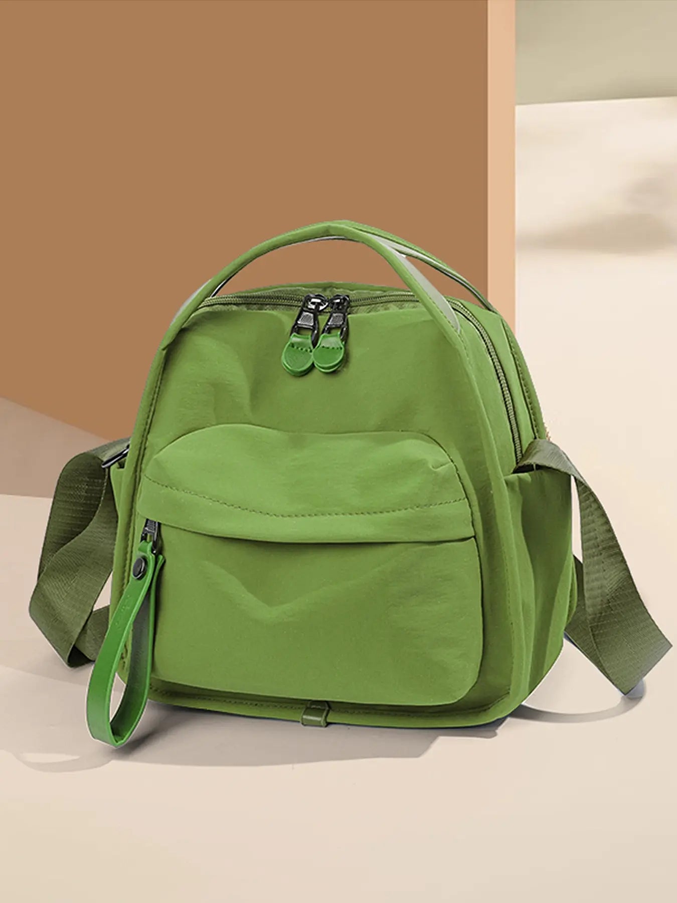 Ladies' elegant solid color shoulder bag, fashionable zipper All Match crossbody bag for daily use, simple solid color, casual trend versatile high-quality commuter shoulder bag, Fabric shoulder bags