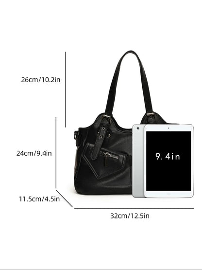 Women's Elegant Grommet Eyelet Design Tote Bag, Handbag Shoulder Purse, Fashionable Large Capacity Shoulder Bag, Casual Versatile Everyday Crossbody Bag for Daily Outings, Short Outings, Mothers Day Gift Ideas