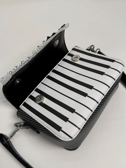 Music piano element package, Concert Purse, niche music theme one-shoulder messenger bag, simple casual portable design, versatile for daily commuting, Crossbody Bag, Casual Commuter Bag, Casual Fashion Bag