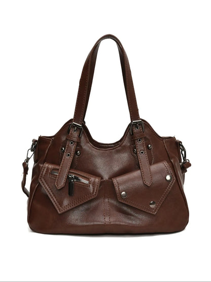 Women's Elegant Grommet Eyelet Design Tote Bag, Handbag Shoulder Purse, Fashionable Large Capacity Shoulder Bag, Casual Versatile Everyday Crossbody Bag for Daily Outings, Short Outings, Mothers Day Gift Ideas