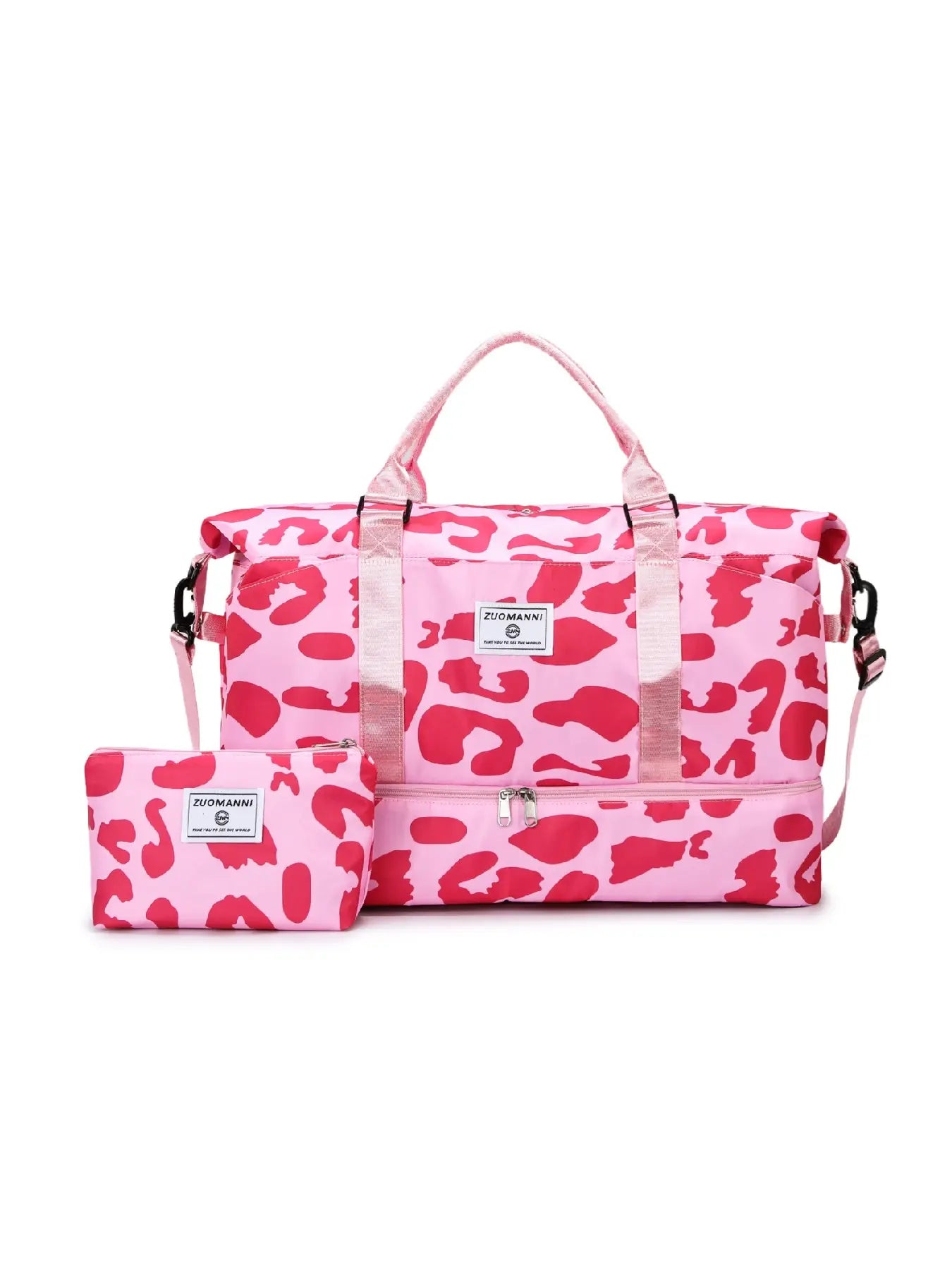 Large Capacity Multifunctional Travel Bag Set, Letter Pattern Zipper Travel Bag with Shoe Compartment, Casual Sports Fitness Bag for Women & Men, Weekender Travel Set, Travel Essentials, Daily Travel Bag, Traveling Bag