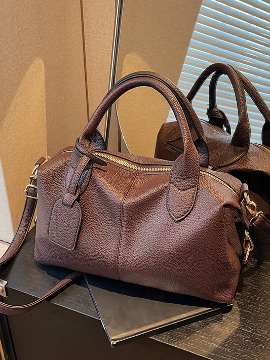 Women's Retro Textured Domed Crossbody Bag, Soft PU Leather Casual Shoulder Tote, Versatile Commuter Handbag for Daily Use and and Various Occasions, Simple Solid Color Pillow Bag, Handbag Shoulder Purse, Chic Crossbody Bag
