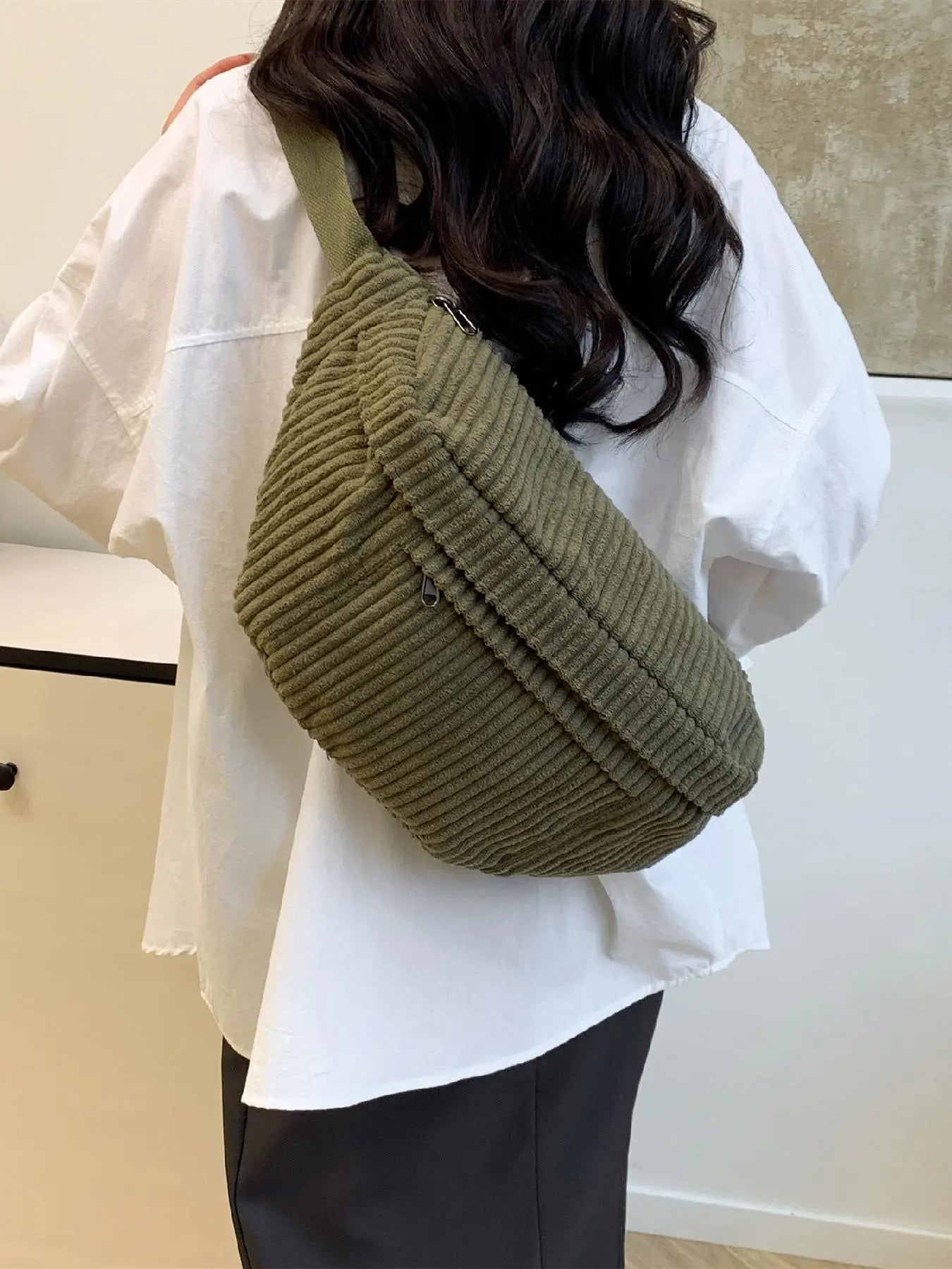 Women's Fashionable Large Capacity Embossed Textured Zipper Belt Bag, Casual Commuter Versatile Plain Fanny Packs, Simple All-match Bum Bag, Quilted Fanny Pack, Casual Waist Bag, Waist Hip Bag, Waist Pouch, Bumbag