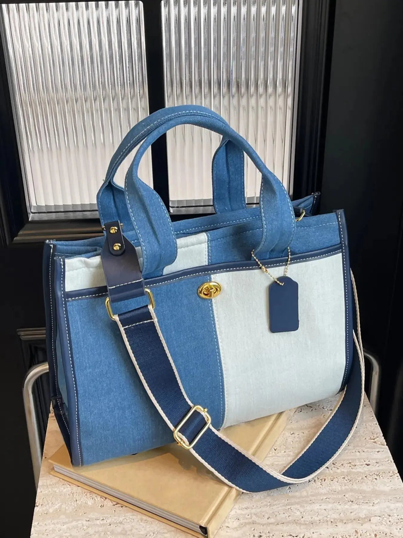 Fashionable Patchwork Tote Bag, Contrast Color Stitching Casual Crossbody Bag, Large Capacity Shoulder Bag for Women, Trendy All-match Bag for Daily Use, Fashion Patterned Bag