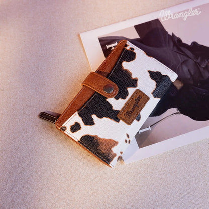 Wrangler Wallet for Women Cow Print Bifold Wallet Card Cases & Money Organizers