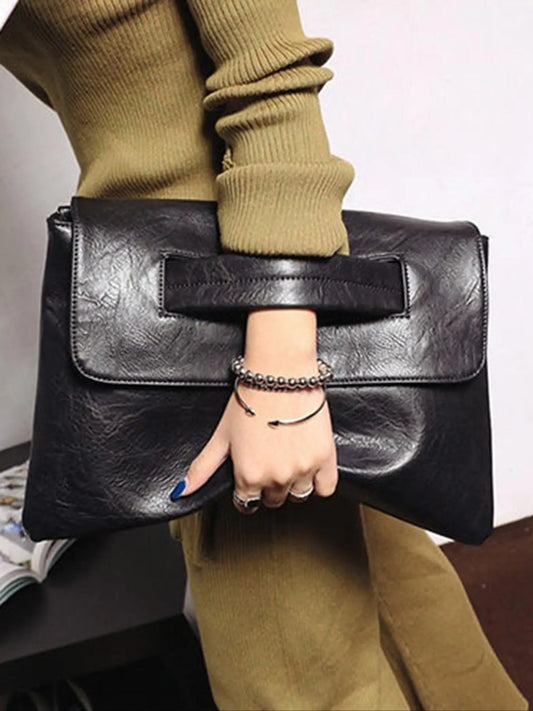 Summer Simple Solid Glamorous Evening Bag for Women & Girls, 2025 Vintage Fashionable Casual Pu Leather Clutch Bag, Female Simple All-match Bag for Party, Classic Work for Office Lady Gift, Elegant Stylish Vintage Chic Fashionable Versatile Purse