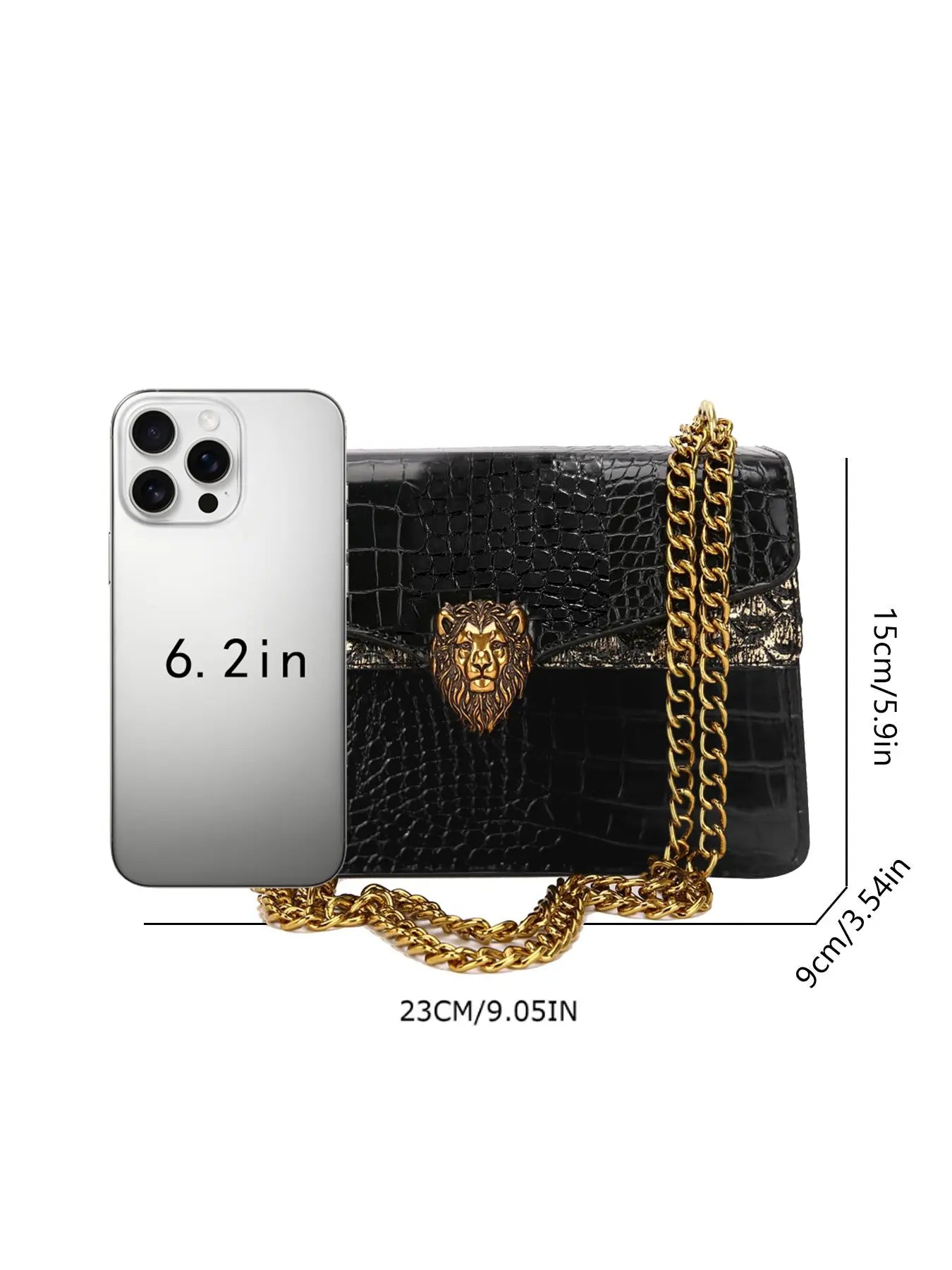 Women's Elegant Crocodile Embossed Stylish Crossbody Bag, Fashion Lion Head Decor Shoulder Bag for Daily Used, Casual Trendy Versatile High-quality Daily Commuting Bag, Fashion Crossbody Bags