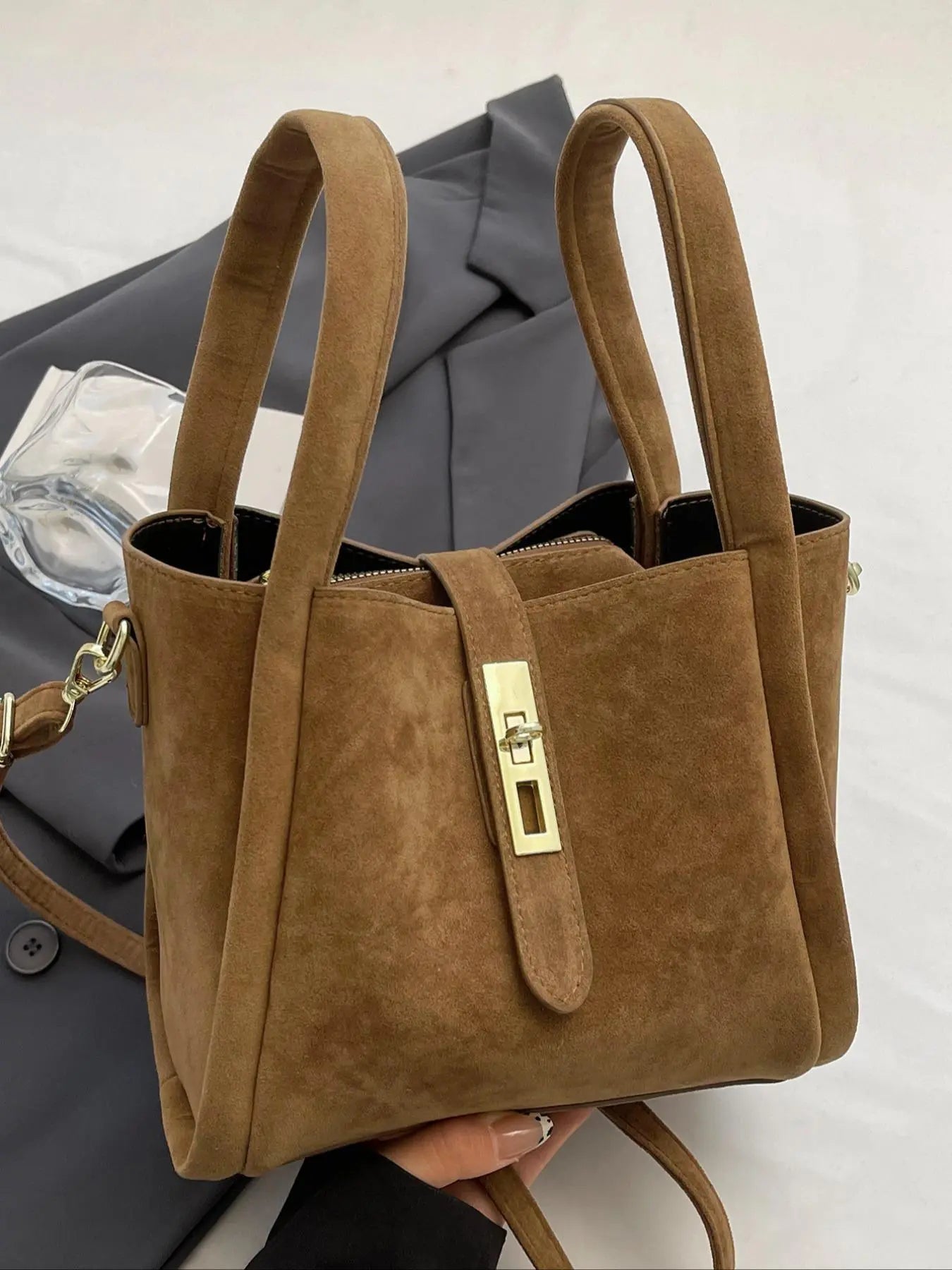 Women's elegant simple fashion handbag, fashionable retro bag, 25 fall&winter chic versatile handbag, mother-and-child bag, crossbody shoulder bag, suitable for daily and work use, commuting to work