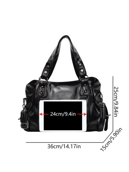 Women's Elegant Solid Color Shoulder Bag, Fashionable Large Capacity Crossbody Bag for Work & Daily Used, Casual Trendy Versatile High-quality Daily Commuting Bag, Fashionable Unique Bags