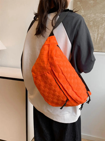 Women's Fashionable Large Capacity Embossed Textured Zipper Belt Bag, Casual Commuter Versatile Plain Fanny Packs, Simple All-match Bum Bag, Quilted Fanny Pack, Casual Waist Bag, Waist Hip Bag, Waist Pouch, Bumbag