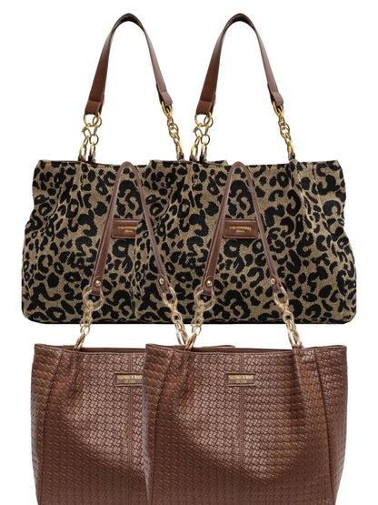 Women's Random Leopard Print Shoulder Bag, Style Large Capacity Tote Bag for Work & Daily Used, Personalized Trendy All-match Underarm Bag