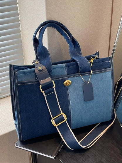 Fashionable Patchwork Tote Bag, Contrast Color Stitching Casual Crossbody Bag, Large Capacity Shoulder Bag for Women, Trendy All-match Bag for Daily Use, Fashion Patterned Bag