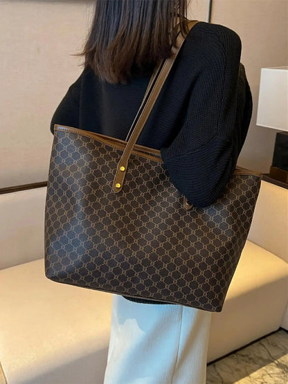 Fashionable Large Capacity Shoulder Bag, Casual Versatile Tote Bag for Women, Trendy All-match Commuter Bag for Daily Used, Handbag Shoulder Bag, Fashionable Patterned Bag, Handbag Shoulder Purse, Aesthetic Shoulder Handbag, Everyday Shoulder Bag