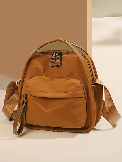 Ladies' elegant solid color shoulder bag, fashionable zipper All Match crossbody bag for daily use, simple solid color, casual trend versatile high-quality commuter shoulder bag, Fabric shoulder bags