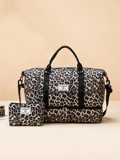 Large Capacity Multifunctional Travel Bag Set, Letter Pattern Zipper Travel Bag with Shoe Compartment, Casual Sports Fitness Bag for Women & Men, Weekender Travel Set, Travel Essentials, Daily Travel Bag, Traveling Bag