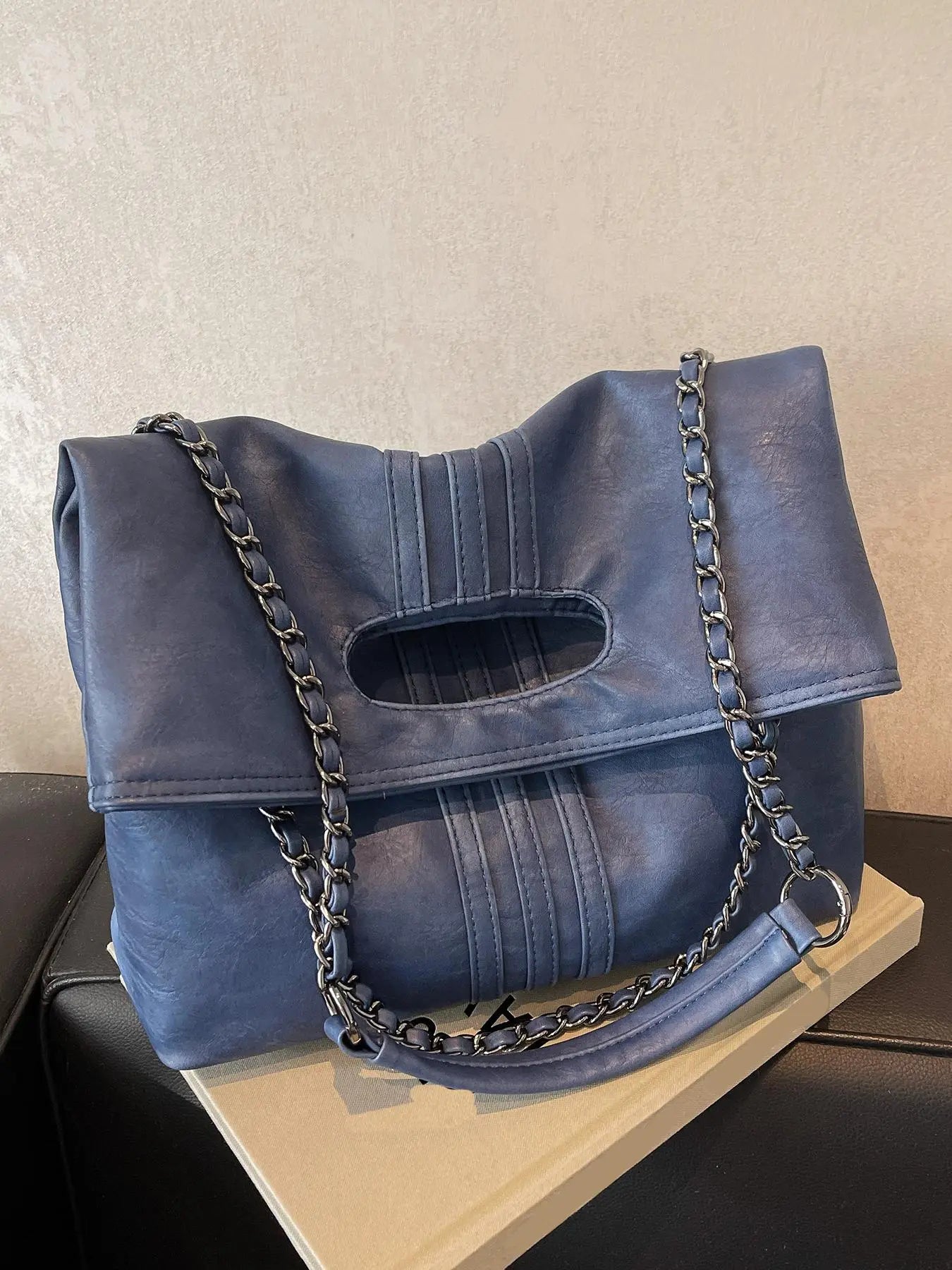 Women's Large-Capacity Denim Shoulder Bag, Chain Strap Crossbody Messenger Bag, Casual Daily Commuter Bag, Everyday Shoulder Bag, Fashion Chain Bag