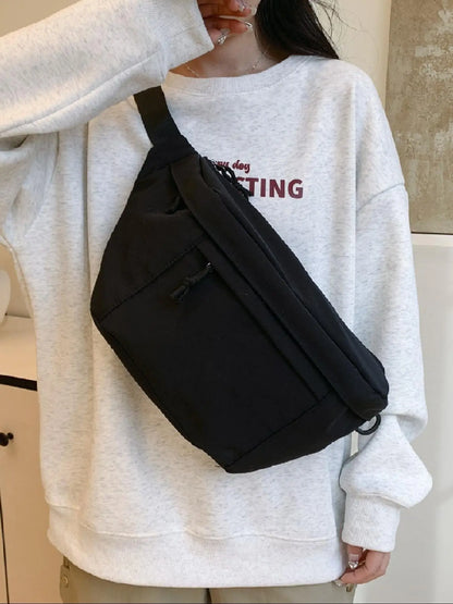 Women's Fashionable Large Capacity Embossed Textured Zipper Belt Bag, Casual Commuter Versatile Plain Fanny Packs, Simple All-match Bum Bag, Quilted Fanny Pack, Casual Waist Bag, Waist Hip Bag, Waist Pouch, Bumbag