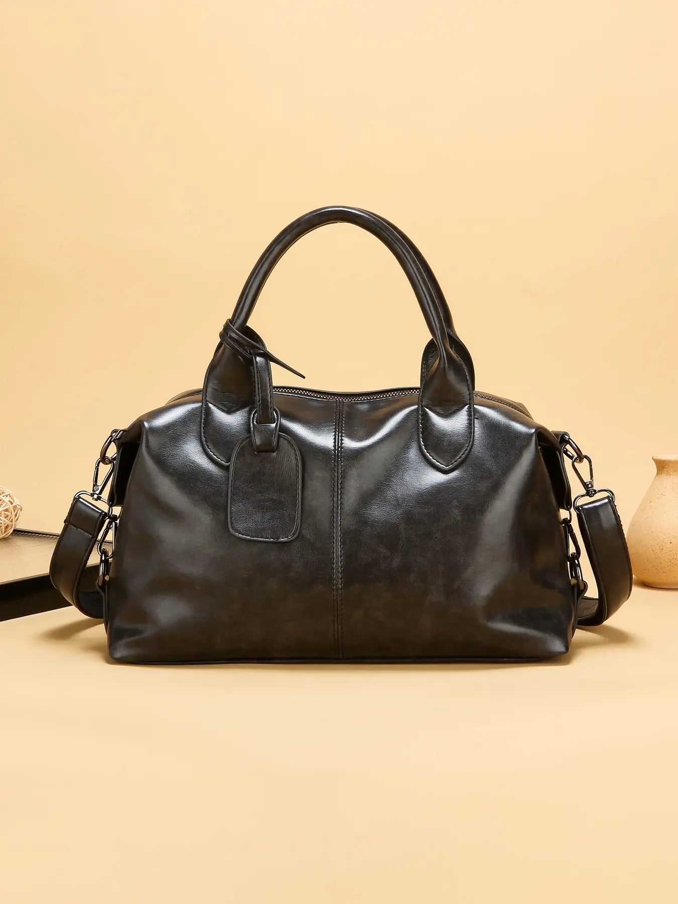 Women's Retro Textured Domed Crossbody Bag, Soft PU Leather Casual Shoulder Tote, Versatile Commuter Handbag for Daily Use and and Various Occasions, Simple Solid Color Pillow Bag, Handbag Shoulder Purse, Chic Crossbody Bag