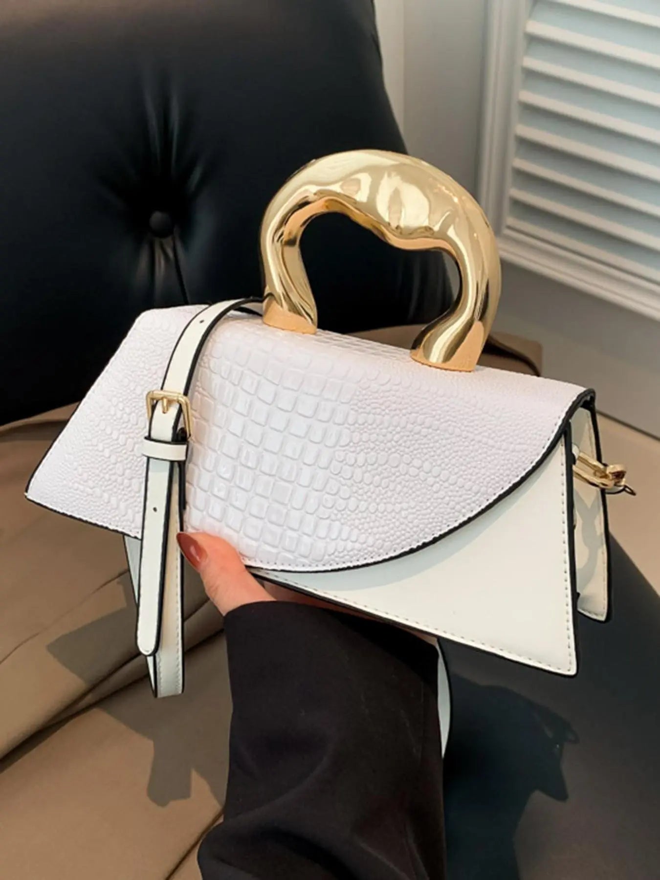 Women's Elegant Crocodile Embossed Crossbody Bag, Fashionable Solid Color Shoulder Bag for Daily Used, Crossbody Clutch Purse, Casual Trendy Versatile High-quality Daily Commuting Bags, Handbag Shoulder Bag, Crossbody Shoulder Purses
