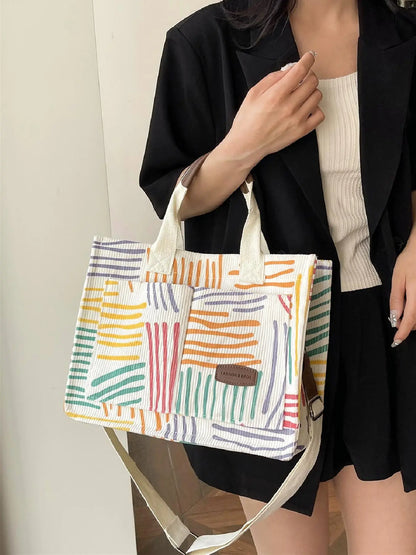 Summer Everything Tote Bag for Women, Plain/Cherry Pattern Work Bag, Everyday Shoulder Bag, Trendy Versatile Commuting Bag, Girl Large Beach Bags, Fabric Shoulder Bags