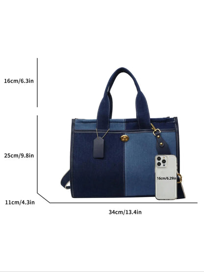 Fashionable Patchwork Tote Bag, Contrast Color Stitching Casual Crossbody Bag, Large Capacity Shoulder Bag for Women, Trendy All-match Bag for Daily Use, Fashion Patterned Bag