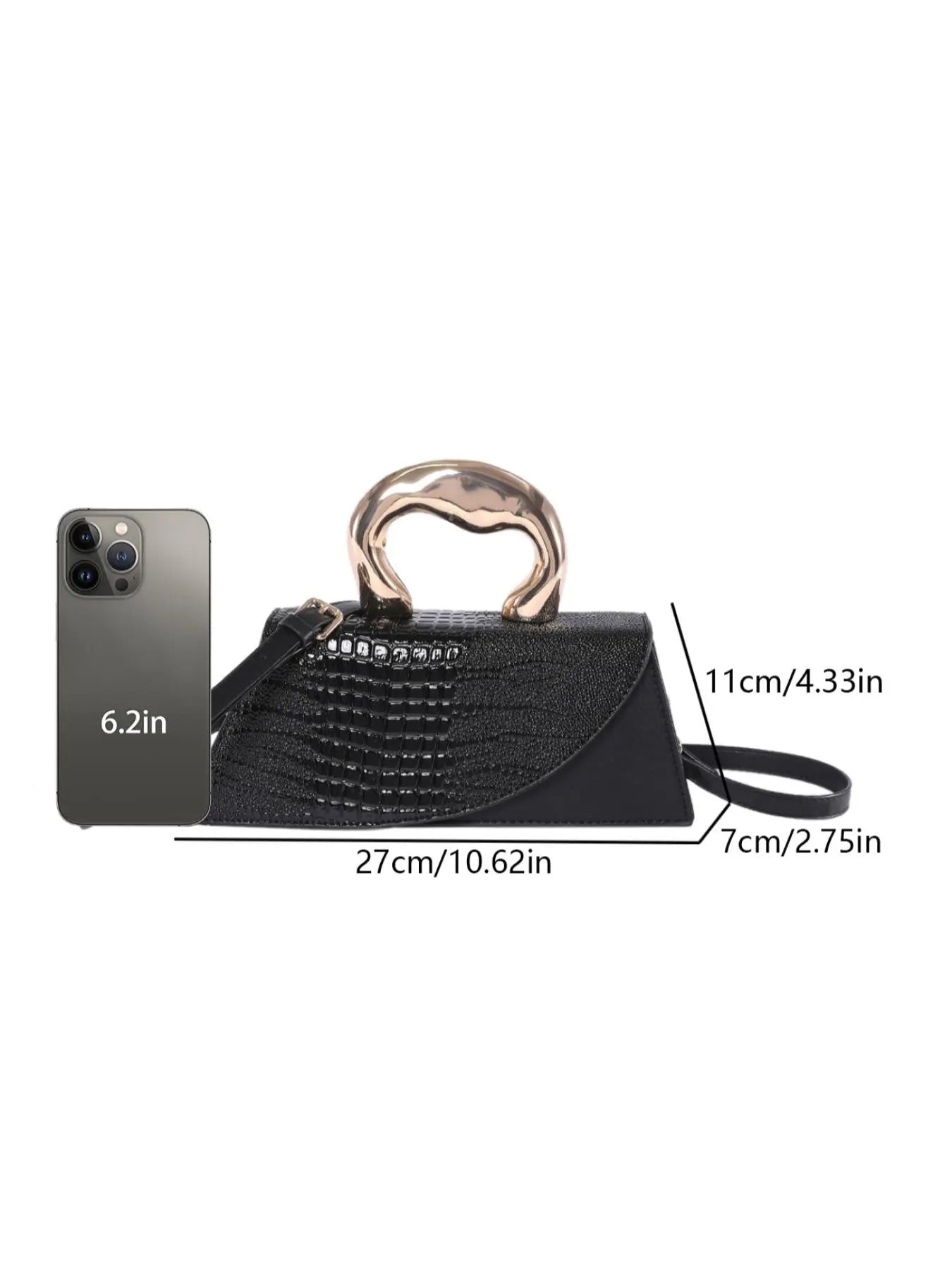 Women's Elegant Crocodile Embossed Crossbody Bag, Fashionable Solid Color Shoulder Bag for Daily Used, Crossbody Clutch Purse, Casual Trendy Versatile High-quality Daily Commuting Bags, Handbag Shoulder Bag, Crossbody Shoulder Purses