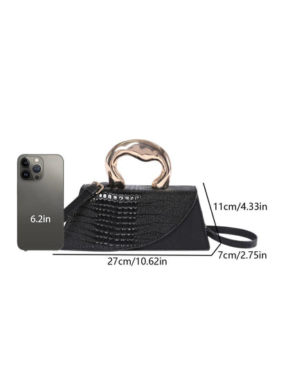 Women's Elegant Crocodile Embossed Crossbody Bag, Fashionable Solid Color Shoulder Bag for Daily Used, Crossbody Clutch Purse, Casual Trendy Versatile High-quality Daily Commuting Bags, Handbag Shoulder Bag, Crossbody Shoulder Purses