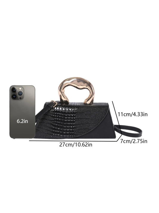 Women's Elegant Crocodile Embossed Crossbody Bag, Fashionable Solid Color Shoulder Bag for Daily Used, Crossbody Clutch Purse, Casual Trendy Versatile High-quality Daily Commuting Bags, Handbag Shoulder Bag, Crossbody Shoulder Purses