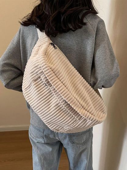 Women's Fashionable Large Capacity Embossed Textured Zipper Belt Bag, Casual Commuter Versatile Plain Fanny Packs, Simple All-match Bum Bag, Quilted Fanny Pack, Casual Waist Bag, Waist Hip Bag, Waist Pouch, Bumbag
