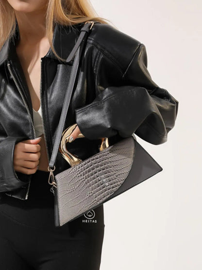 Women's Elegant Crocodile Embossed Crossbody Bag, Fashionable Solid Color Shoulder Bag for Daily Used, Crossbody Clutch Purse, Casual Trendy Versatile High-quality Daily Commuting Bags, Handbag Shoulder Bag, Crossbody Shoulder Purses