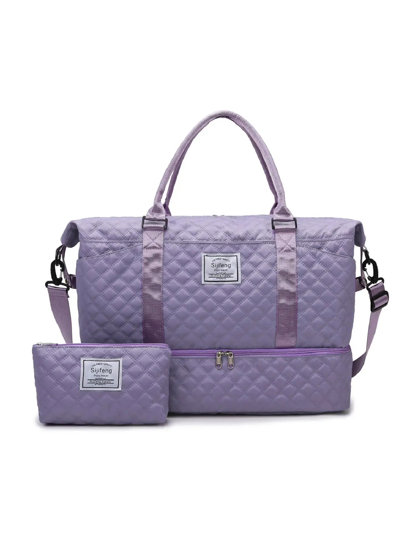 Large Capacity Multifunctional Travel Bag Set, Letter Pattern Zipper Travel Bag with Shoe Compartment, Casual Sports Fitness Bag for Women & Men, Weekender Travel Set, Travel Essentials, Daily Travel Bag, Traveling Bag