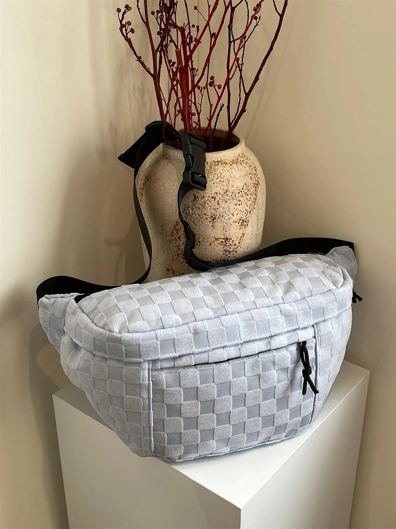 Women's Fashionable Large Capacity Embossed Textured Zipper Belt Bag, Casual Commuter Versatile Plain Fanny Packs, Simple All-match Bum Bag, Quilted Fanny Pack, Casual Waist Bag, Waist Hip Bag, Waist Pouch, Bumbag