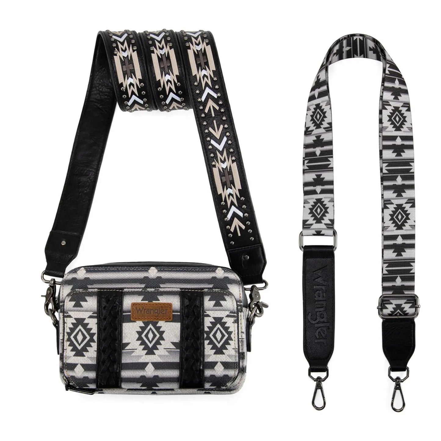 Wrangler Crossbody Bag for Women Boho Aztec Small Multi Pocket Crossover Purse