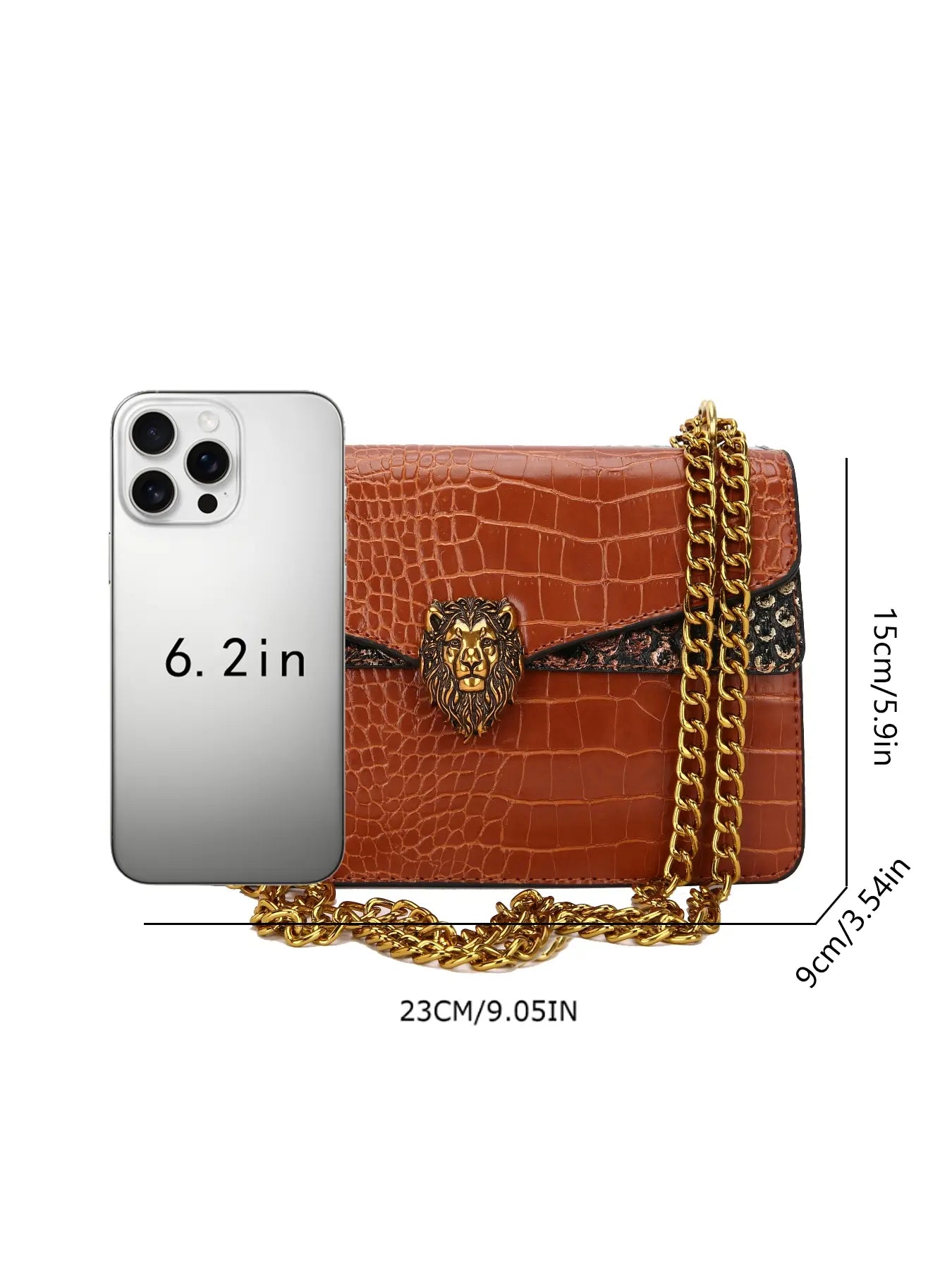 Women's Elegant Crocodile Embossed Stylish Crossbody Bag, Fashion Lion Head Decor Shoulder Bag for Daily Used, Casual Trendy Versatile High-quality Daily Commuting Bag, Fashion Crossbody Bags