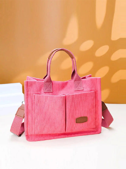 Summer Everything Tote Bag for Women, Plain/Cherry Pattern Work Bag, Everyday Shoulder Bag, Trendy Versatile Commuting Bag, Girl Large Beach Bags, Fabric Shoulder Bags
