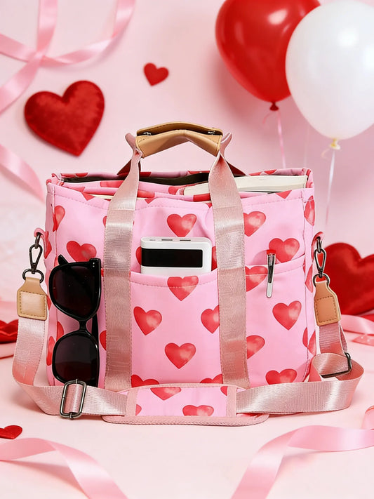 Floral Print Tote Bag, Large Capacity Multi-compartment Handbag, Lightweight Outing Fashion Mommy Bag, Women's Bag, Multifunctional Insulated Bag, Insulated Lunch Bag, Lunch Box Bag, Lunch Cooler Bag, Lunch Bags Women, Lunch Bag Gift