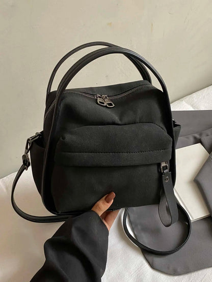 Ladies' elegant solid color shoulder bag, fashionable zipper All Match crossbody bag for daily use, simple solid color, casual trend versatile high-quality commuter shoulder bag, Fabric shoulder bags