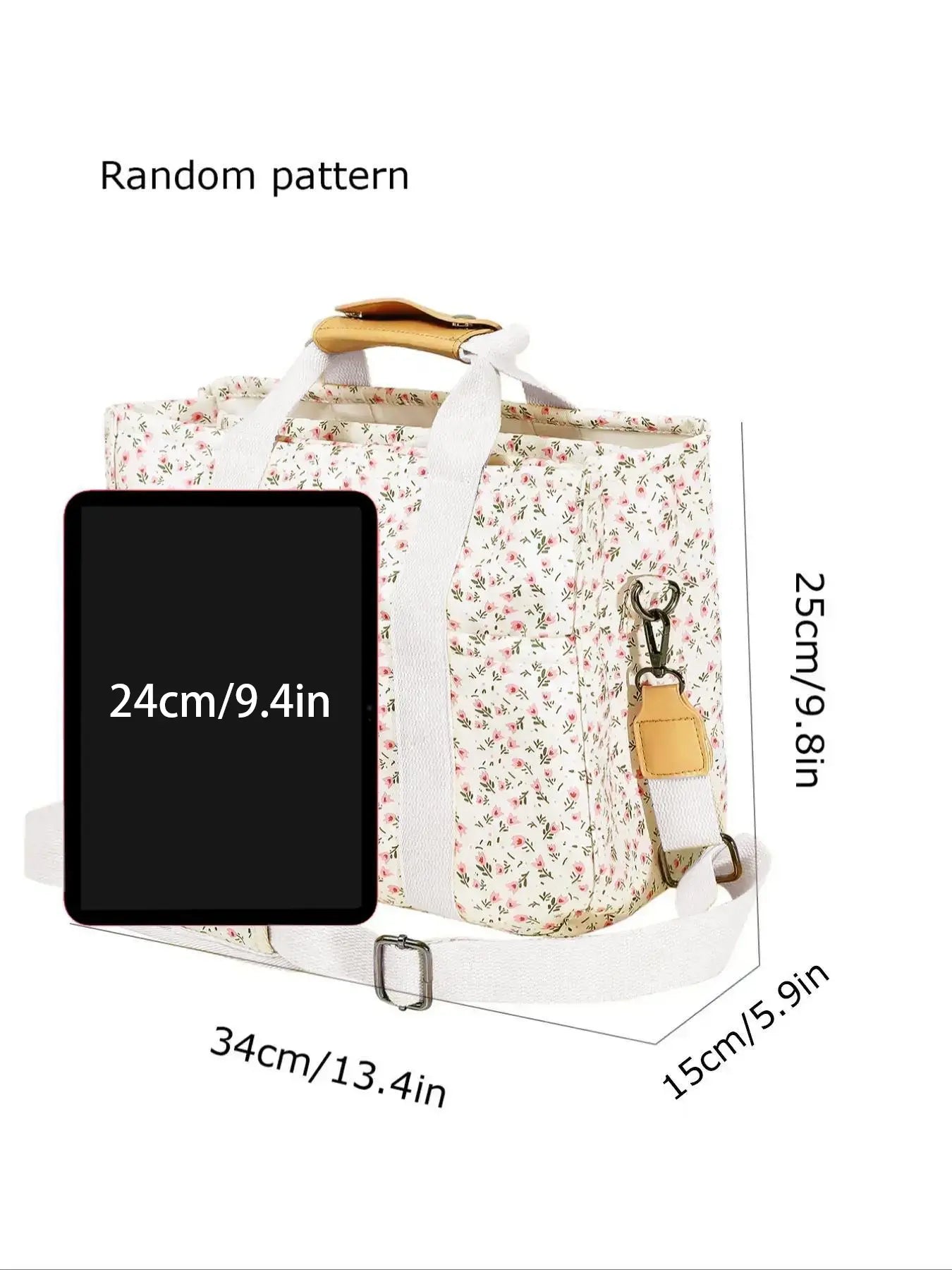 Floral Print Tote Bag, Large Capacity Multi-compartment Handbag, Lightweight Outing Fashion Mommy Bag, Women's Bag, Multifunctional Insulated Bag, Insulated Lunch Bag, Lunch Box Bag, Lunch Cooler Bag, Lunch Bags Women, Lunch Bag Gift