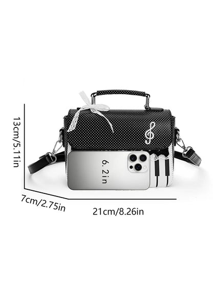 Music piano element package, Concert Purse, niche music theme one-shoulder messenger bag, simple casual portable design, versatile for daily commuting, Crossbody Bag, Casual Commuter Bag, Casual Fashion Bag